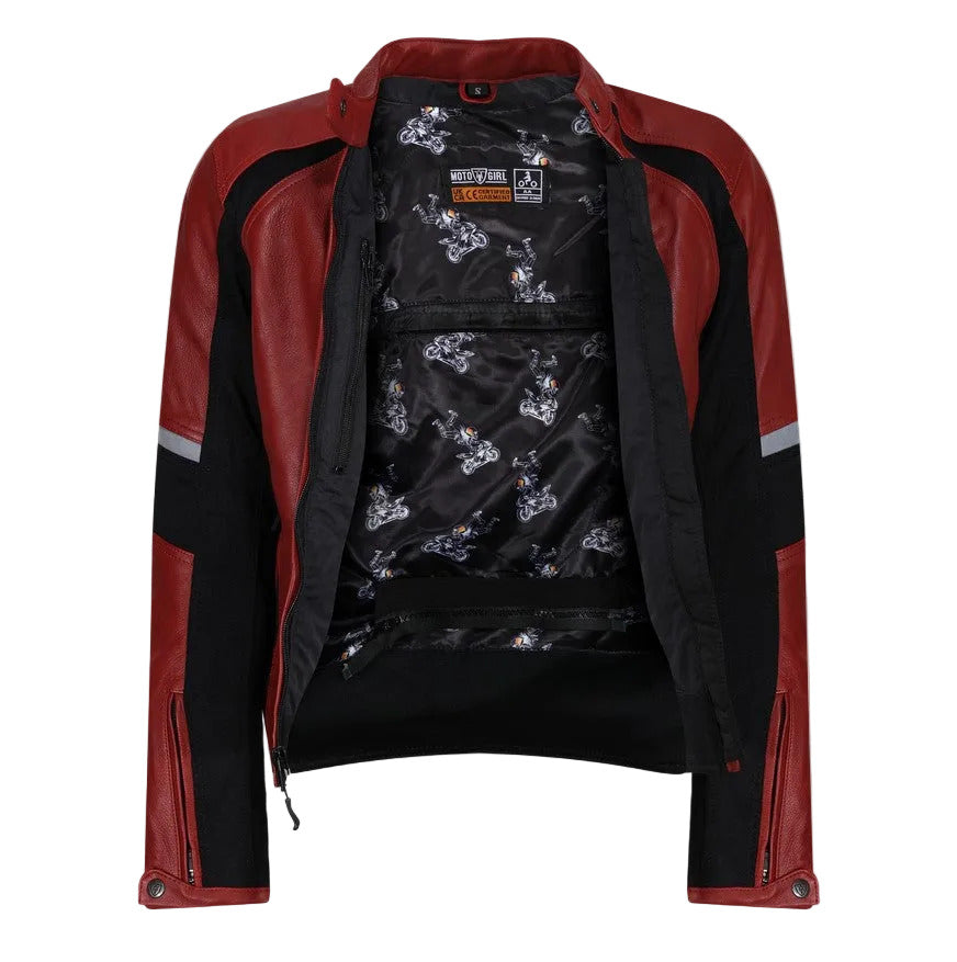 MotoGirl Fiona Womens Red Leather Jacket