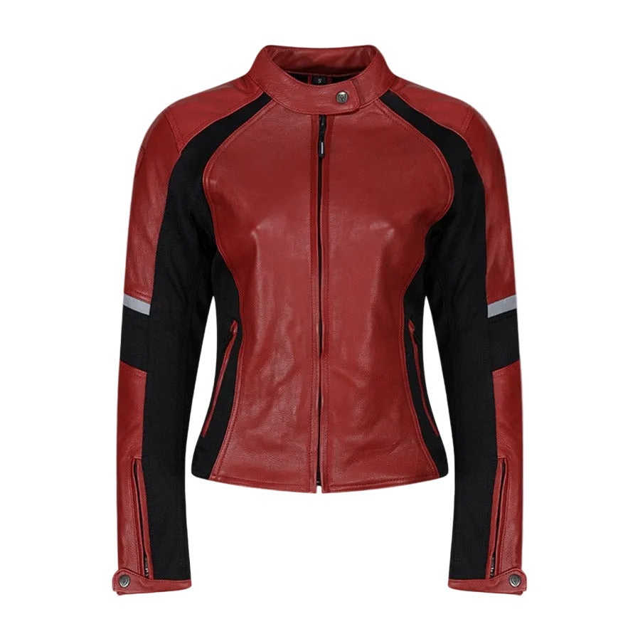 MotoGirl Fiona Womens Red Leather Jacket